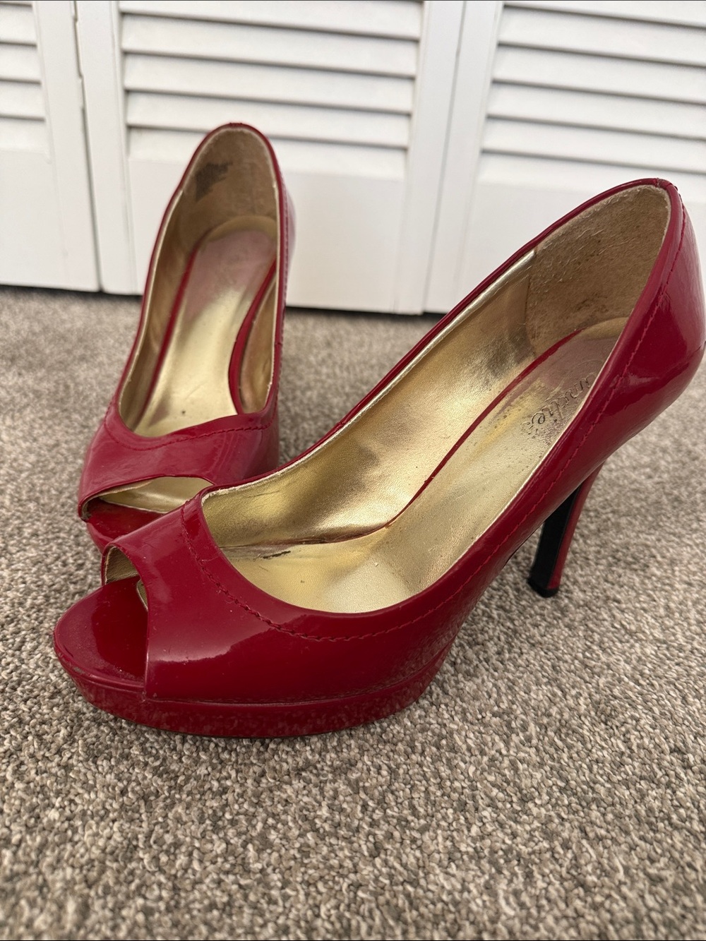 Candie's Red Patent Peep-Toe High Heels
